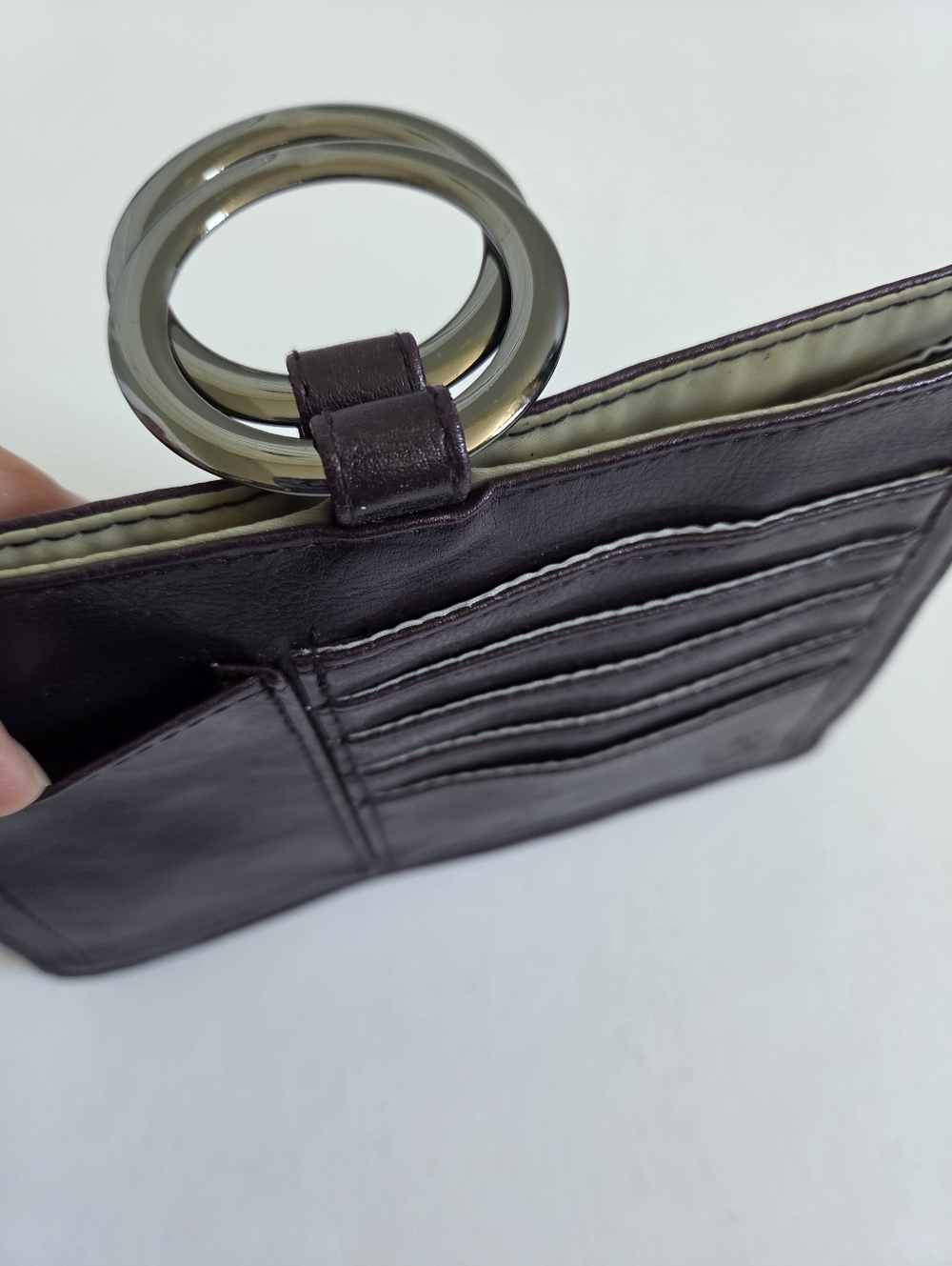 Pouchee plum colored hand purse wallet purse insert card holder purse organizer - Picture 5 of 7